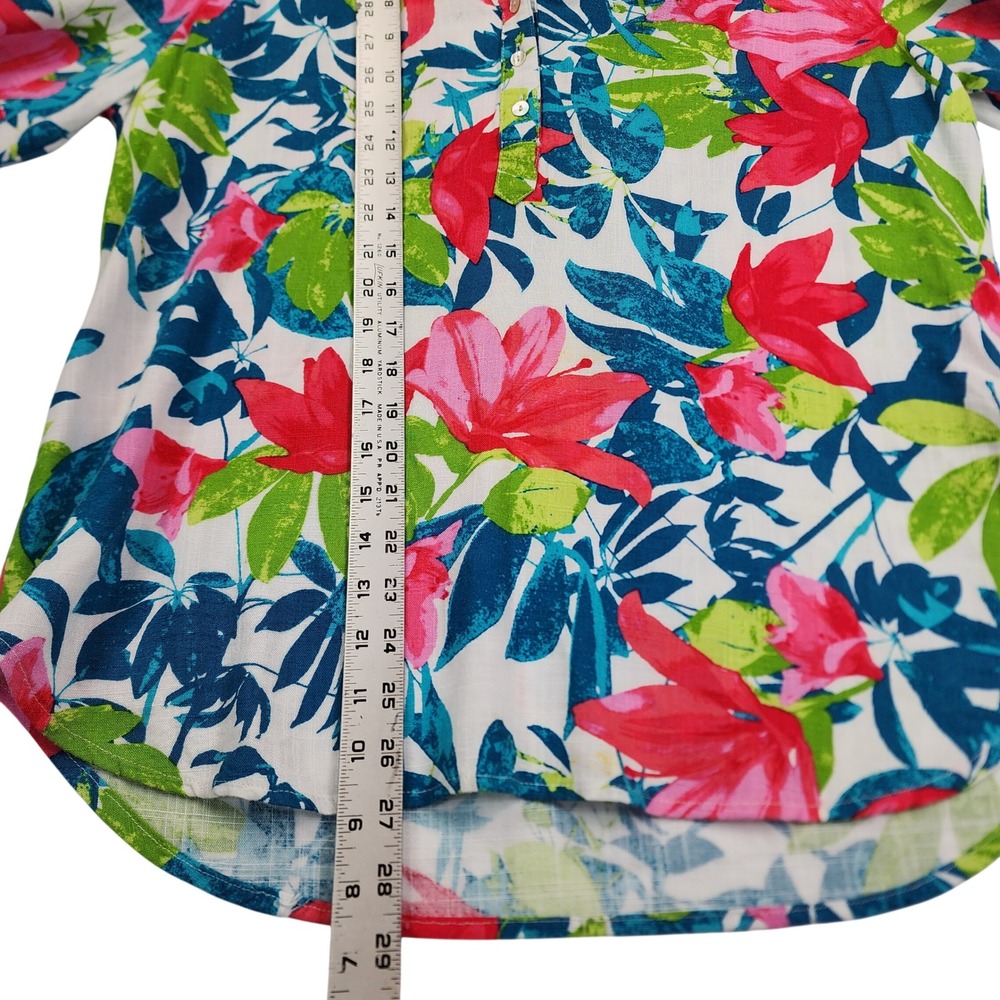 Ruby Rd Multicolor Floral Linen Blend Blouse S Tropical Coastal Resortwear - Picture 4 of 7